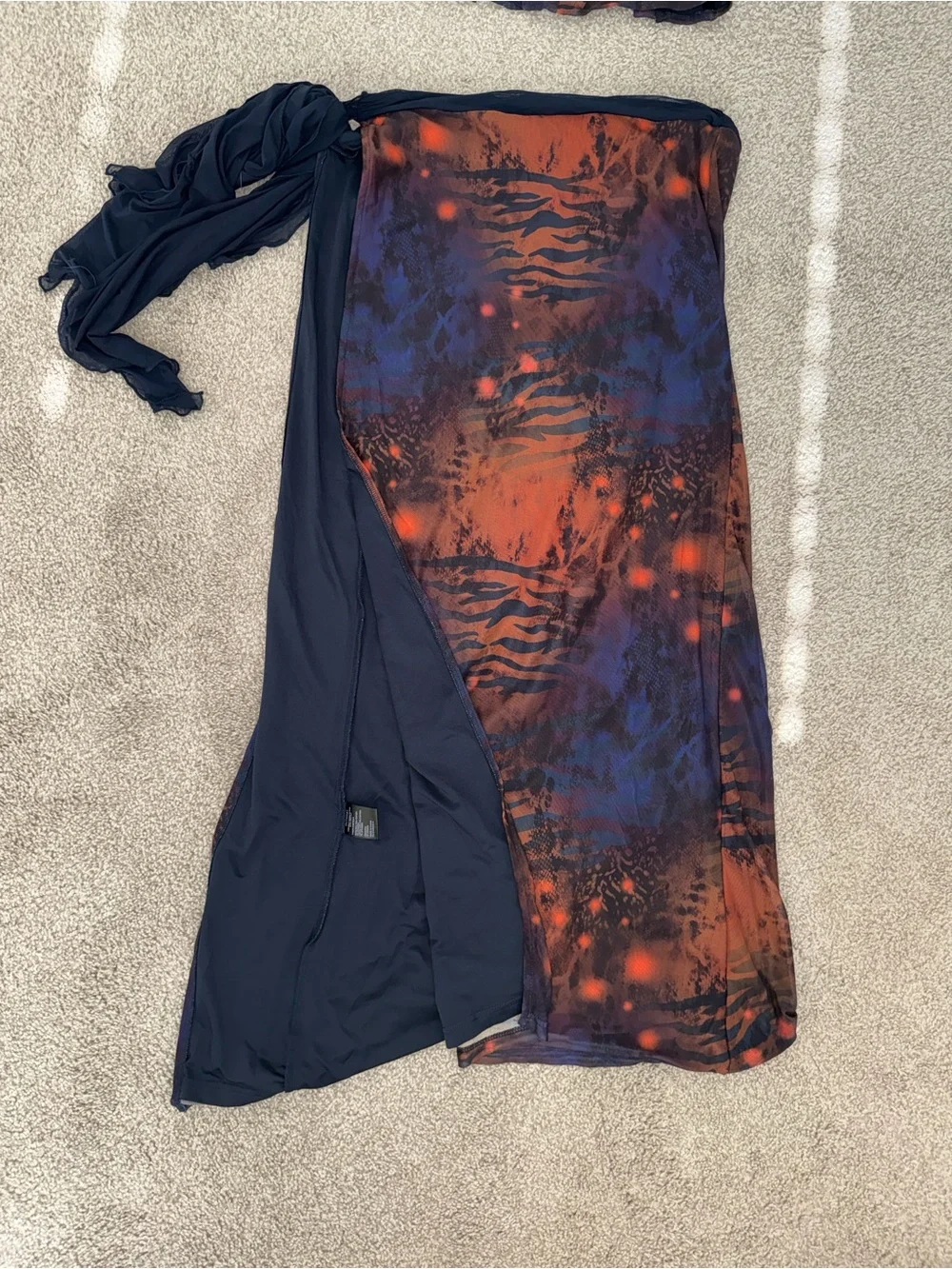 Outcast Tie-Dye Maxi Dress with Matching Top - Navy & Rust